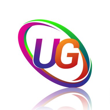 Renkli Swoosh şirketi için UG logoti tasarımı. iş ve şirket kimliği için vektör logosu.