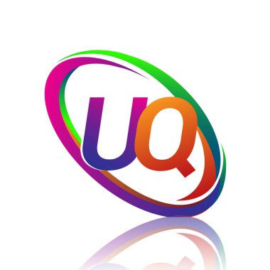 Renkli Swoosh şirketi için UQ logoti tasarımı. iş ve şirket kimliği için vektör logosu.