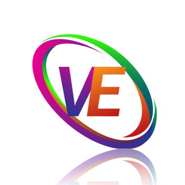 VE logoti tasarımı. Şirketin renkli ismi için. iş ve şirket kimliği için vektör logosu.