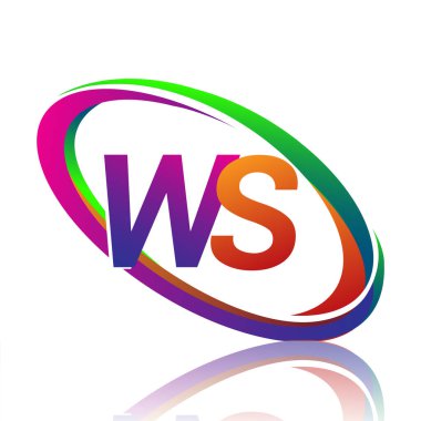 Şirket adı WS logotype tasarımı. Renkli Swoosh. iş ve şirket kimliği için vektör logosu.