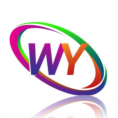 Şirket adı WY logotype tasarımı. Renkli Swoosh. iş ve şirket kimliği için vektör logosu.