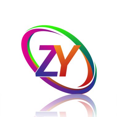 Şirket adı ZY logotype tasarımı. Renkli Swoosh. iş ve şirket kimliği için vektör logosu.