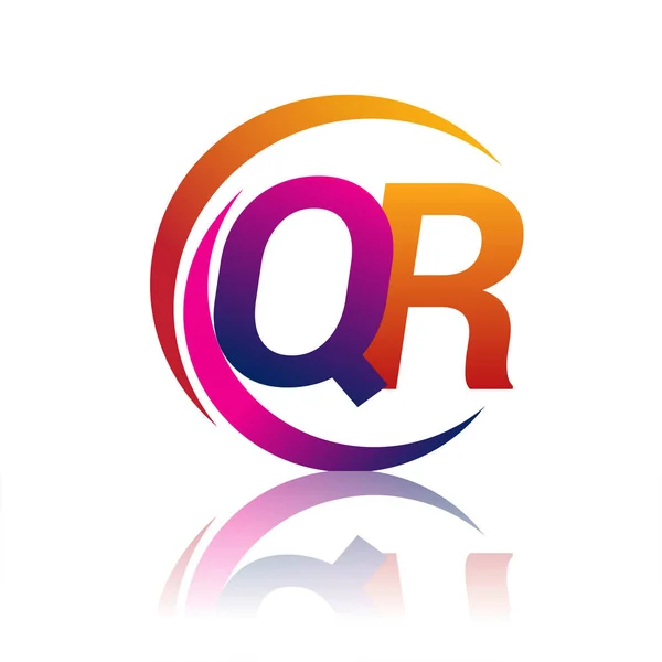 Första Bokstaven Logotyp Företagsnamn Orange Och Magenta Färg Cirkel Och — Stock vektor