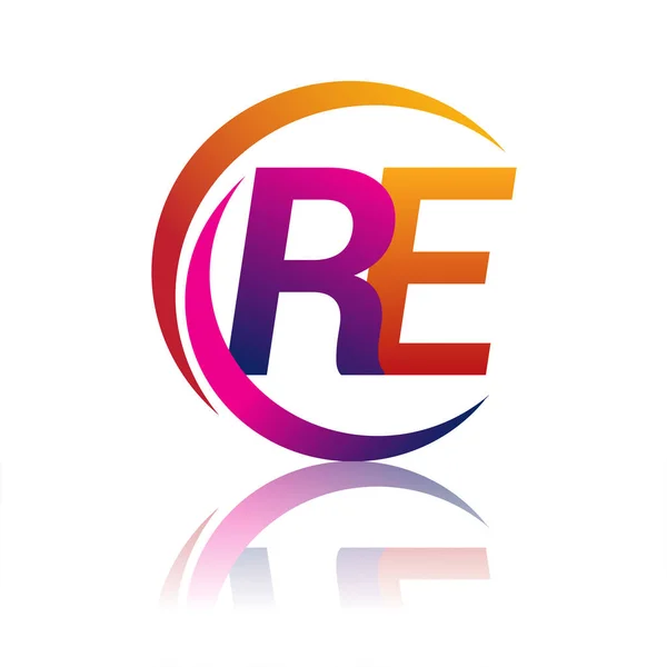 Lettre Initiale Logotype Nom Entreprise Couleur Orange Magenta Sur Cercle — Image vectorielle