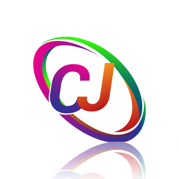 Γράμμα Λογότυπος Σχεδιασμός Για Όνομα Της Εταιρείας Πολύχρωμο Swoosh Λογότυπο — Διανυσματικό Αρχείο