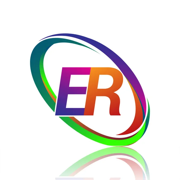 Huruf Desain Logotype Untuk Nama Perusahaan Swoosh Berwarna Logo Vektor - Stok Vektor
