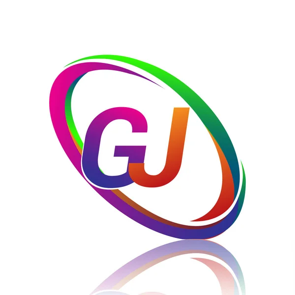 Bokstaven Logotyp Design För Företagets Namn Färgglada Swoosh Vektor Logotyp — Stock vektor