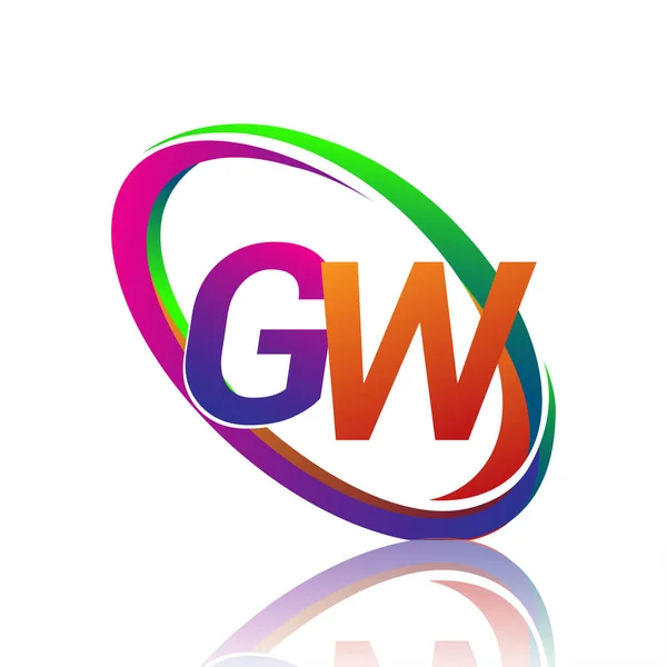 Letra Projeto Logotipo Para Nome Empresa Swoosh Colorido Logotipo Vetor — Vetor de Stock