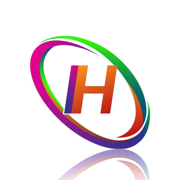 Letra Diseño Del Logotipo Para Nombre Empresa Colorido Swoosh Logotipo — Vector de stock