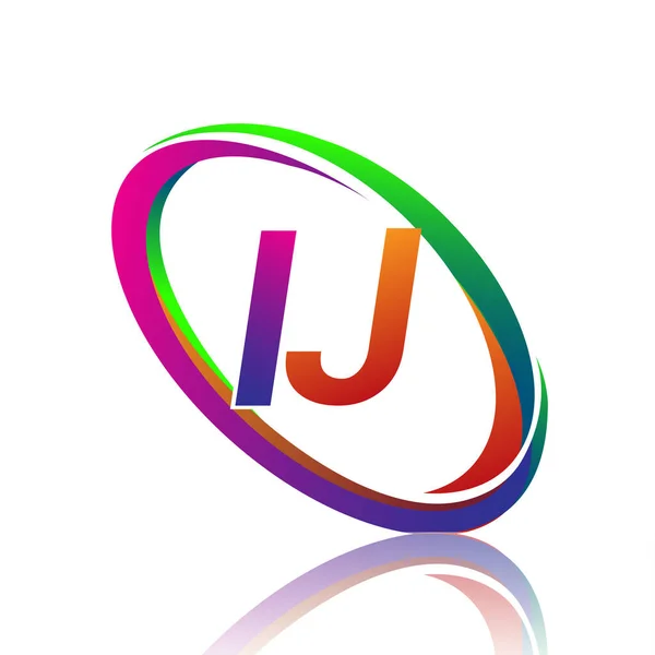字母Ij标志设计为公司名称五颜六色的Swoosh 企业和公司标识的矢量标识 — 图库矢量图片