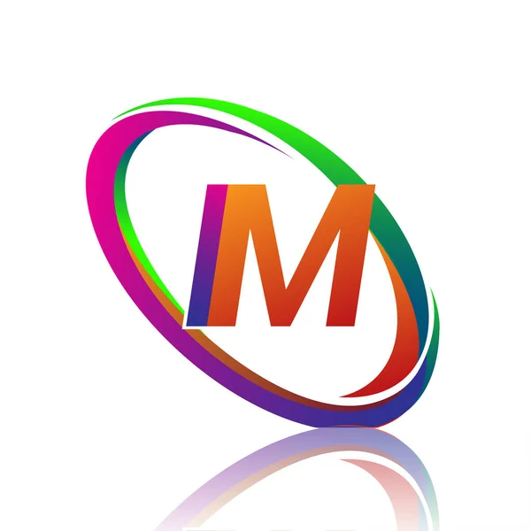 Letra Projeto Logotipo Para Nome Empresa Swoosh Colorido Logotipo Vetor —  Vetores de Stock