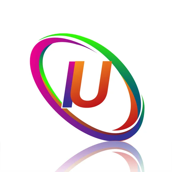 Carta Projeto Logotipo Para Nome Empresa Swoosh Colorido Logotipo Vetor —  Vetores de Stock
