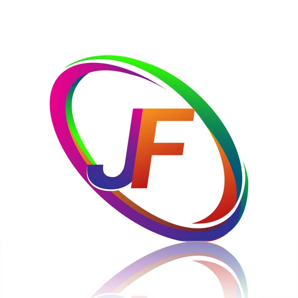 Lettre Conception Logotype Pour Nom Entreprise Swoosh Coloré Logo Vectoriel — Image vectorielle