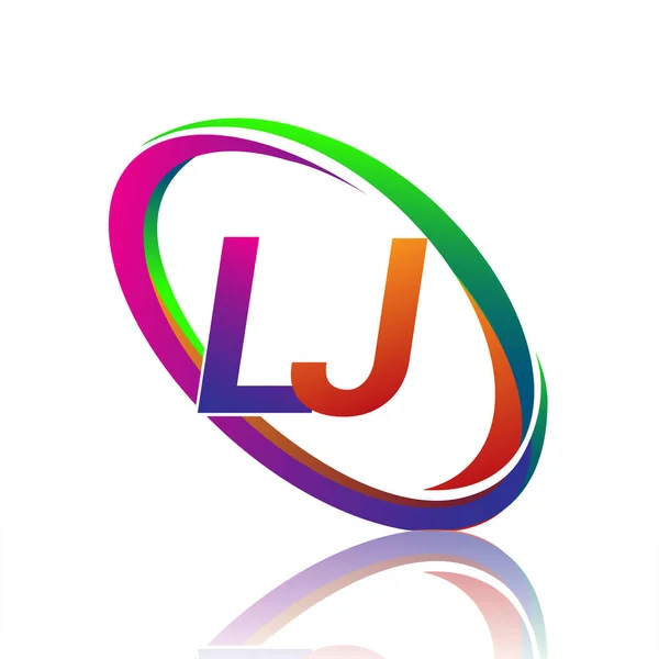 字母Lj标志设计为公司名称五颜六色的Swoosh 企业和公司标识的矢量标识 — 图库矢量图片
