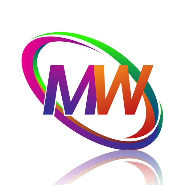 字母Mw标志的设计 公司名称五彩斑斓 企业和公司标识的矢量标识 — 图库矢量图片