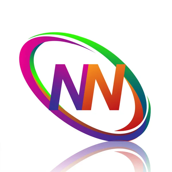 Lettre Conception Logotype Pour Nom Entreprise Swoosh Coloré Logo Vectoriel — Image vectorielle