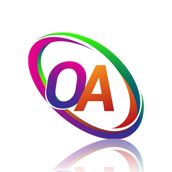 字母Oa标志设计为公司名称五颜六色的Swoosh 企业和公司标识的矢量标识 — 图库矢量图片