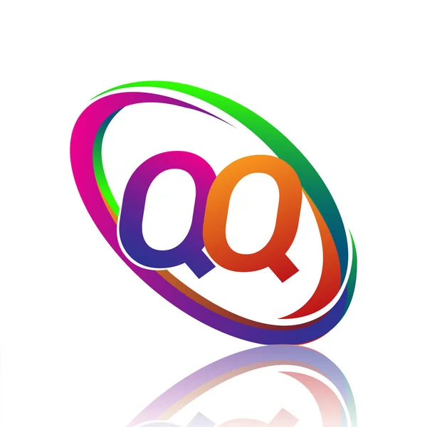 字母Qq标志设计为公司名称五颜六色的Swoosh 企业和公司标识的矢量标识 — 图库矢量图片