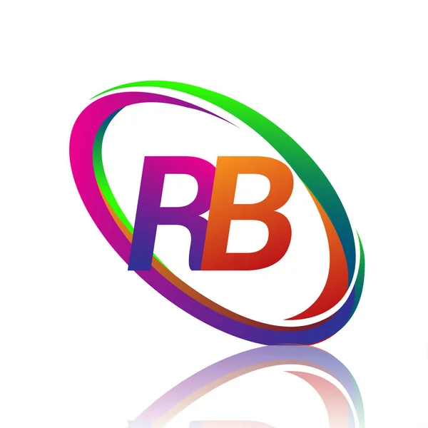 社名のカラフルなスウッシュのための文字Rbのロゴタイプデザイン ビジネスと会社のアイデンティティのためのベクトルロゴ — ストックベクタ