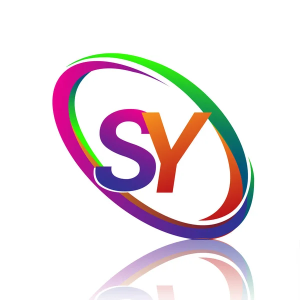Diseño Del Logotipo Letra Para Nombre Empresa Swoosh Colorido Logotipo — Vector de stock