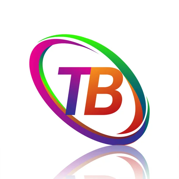 会社名のカラフルなスウッシュのための文字Tbのロゴタイプデザイン ビジネスと会社のアイデンティティのためのベクトルロゴ — ストックベクタ