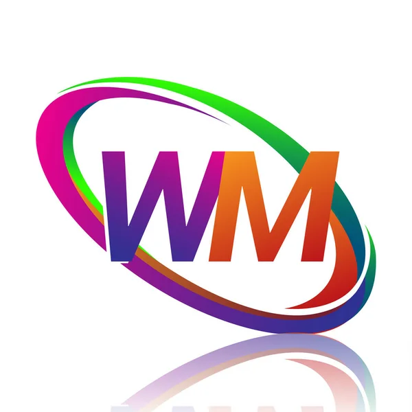 字母Wm标志设计为公司名称五颜六色的Swoosh 企业和公司标识的矢量标识 — 图库矢量图片