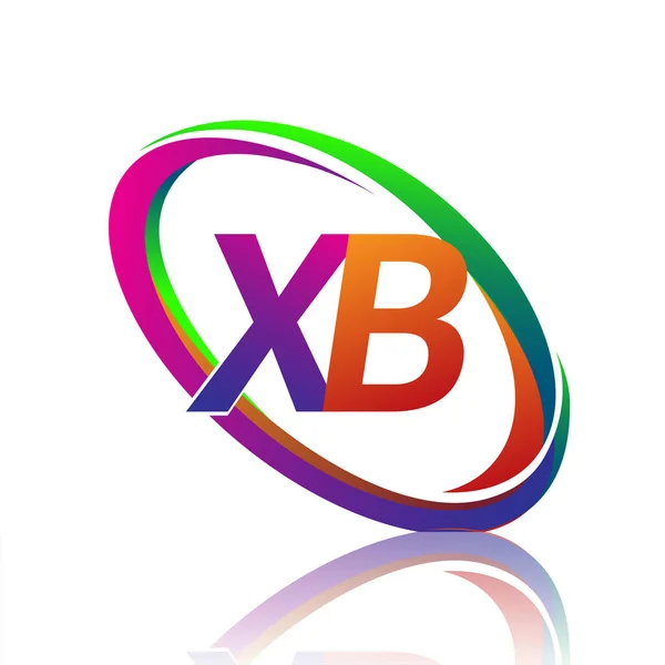 字母Xb标志设计为公司名称五颜六色的Swoosh 企业和公司标识的矢量标识 — 图库矢量图片