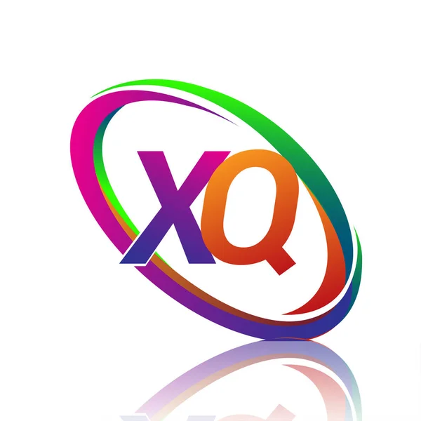 字母Xq标志设计为公司名称五颜六色的Swoosh 企业和公司标识的矢量标识 — 图库矢量图片