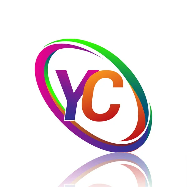 Lettera Design Logotipo Nome Della Società Swoosh Colorato Logo Vettoriale — Vettoriale Stock
