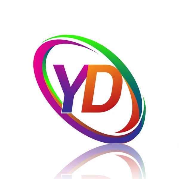 Letra Logotipo Diseño Para Nombre Empresa Colorido Swoosh Logotipo Vectorial — Vector de stock