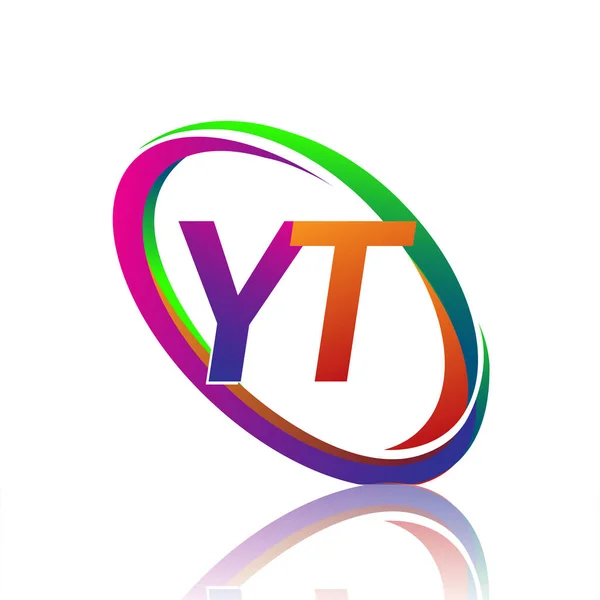Lettera Design Logotipo Nome Della Società Swoosh Colorato Logo Vettoriale — Vettoriale Stock