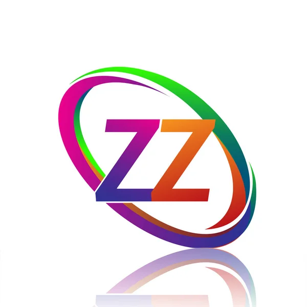 会社名のための手紙Zzロゴタイプのデザインカラフルなスウッシュ ビジネスと会社のアイデンティティのためのベクトルロゴ — ストックベクタ