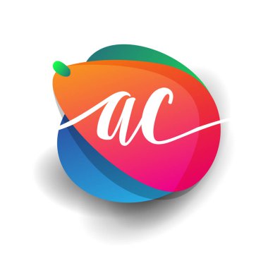 Renkli arkaplanı olan AC logosu, yaratıcı endüstri, web, iş ve şirket için harf kombinasyonu tasarımı.