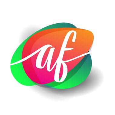 Renkli arka planı olan AF logosu, yaratıcı endüstri, web, iş ve şirket için harf kombinasyonu tasarımı.