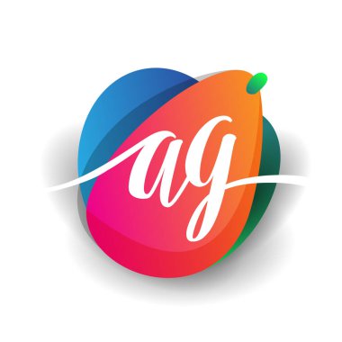 Renkli arkaplanı olan AG logosu, yaratıcı endüstri, web, iş ve şirket için harf kombinasyonu tasarımı.