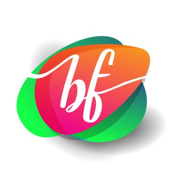 Renkli arka planlı BF logosu, yaratıcı endüstri, web, iş ve şirket için harf kombinasyonu tasarımı.