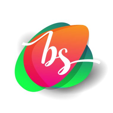 Renkli arka planlı BS logosu, yaratıcı endüstri, web, iş ve şirket için harf kombinasyonlu logo tasarımı.