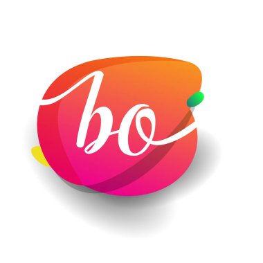 Renkli arkaplanı olan BO logosu, yaratıcı endüstri, web, iş ve şirket için harf kombinasyonu tasarımı.