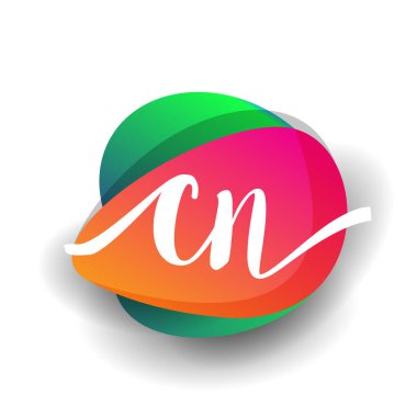 Renkli arkaplanı olan CN logosu, yaratıcı endüstri, web, iş ve şirket için harf kombinasyonu tasarımı.