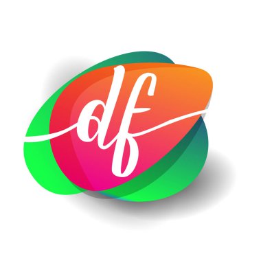 Renkli arka planlı DF logosu, yaratıcı endüstri, web, iş ve şirket için harf kombinasyonu tasarımı.