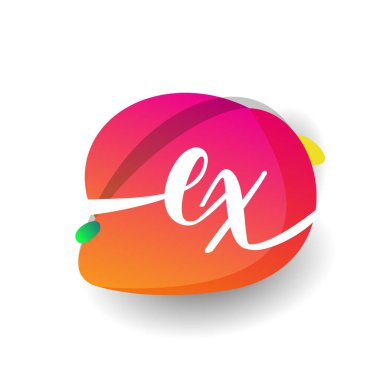 Renkli arka planlı EX logosu, yaratıcı endüstri, web, iş ve şirket için harf kombinasyonu tasarımı.