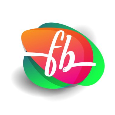 Renkli arka planlı FB logosu, yaratıcı endüstri, web, iş ve şirket için harf kombinasyonu tasarımı.