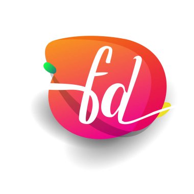 FD harfi logosu rengarenk arka plan, yaratıcı endüstri, web, iş ve şirket için harf kombinasyonu tasarımı.
