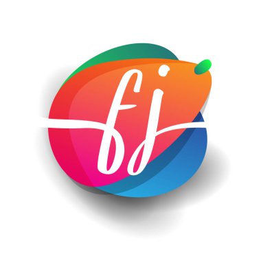 FJ harfi logosu rengarenk arka plan, yaratıcı endüstri, web, iş ve şirket için harf kombinasyonu tasarımı.