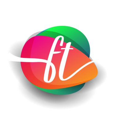 FT harfi logosu rengarenk arka plan, yaratıcı endüstri, web, iş ve şirket için harf kombinasyonu tasarımı.