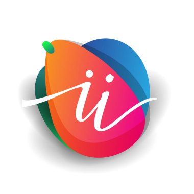 Renkli sıçrama arkaplanı olan 2. harf logosu, yaratıcı endüstri, web, iş ve şirket için harf kombinasyonu tasarımı.