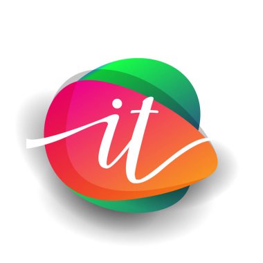 Renkli sıçrayan arka planlı Letter IT logosu, yaratıcı endüstri, web, iş ve şirket için harf kombinasyonu tasarımı.
