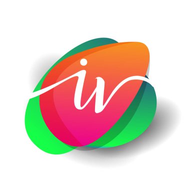 Renkli arka planı olan 4. harf logosu, yaratıcı endüstri, web, iş ve şirket için harf kombinasyonu tasarımı.