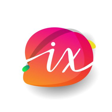 Renkli sıçrama arkaplanlı IX logosu, yaratıcı endüstri, web, iş ve şirket için harf kombinasyonu tasarımı.