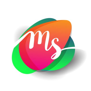 Renkli arka planlı MS logosu, yaratıcı endüstri, web, iş ve şirket için harf kombinasyonu tasarımı.